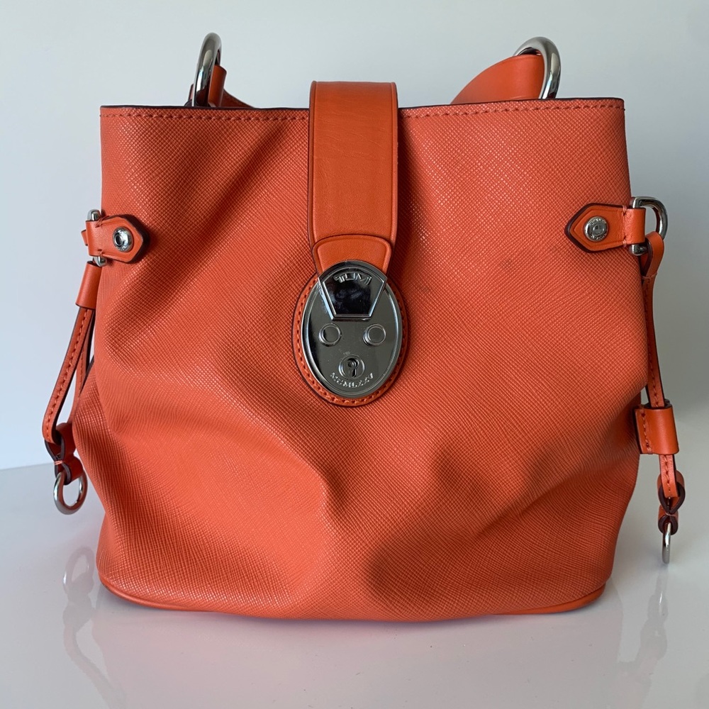 Tumi Orange Saffiano Leather Satchel